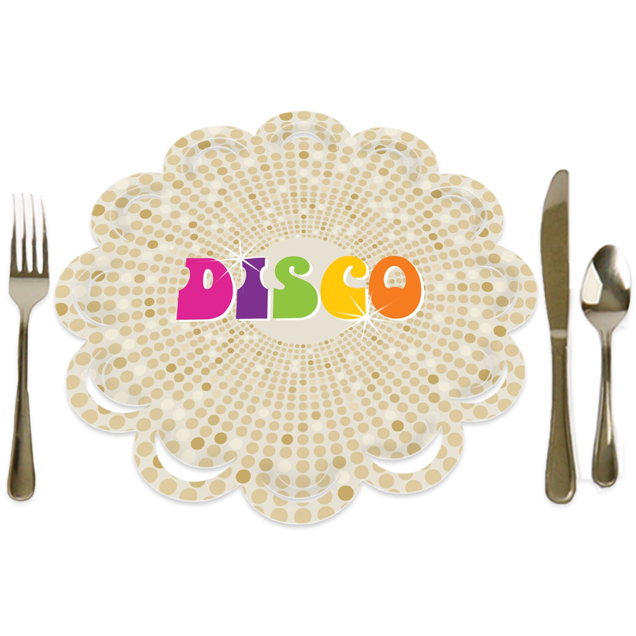 Big Dot of Happiness 70’s Disco - 1970s Disco Fever Party Round Table Decorations - Paper Chargers - Place Setting For 12